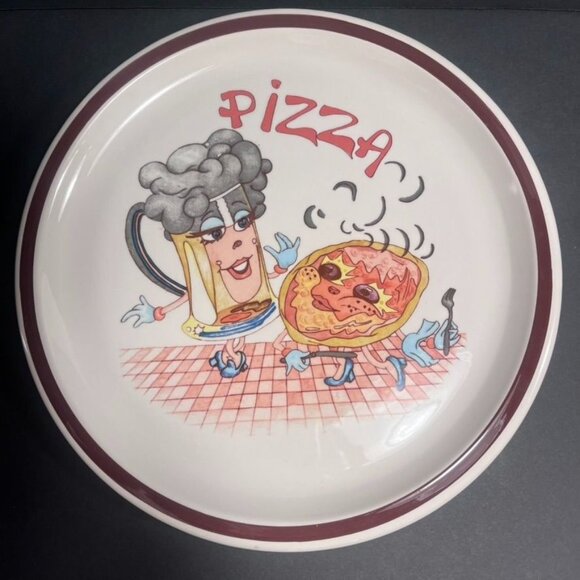 Vintage Funny Ceramica JRM Pizza Plates Set Of 4 Pizzaiolo Party Italy RARE - Picture 1 of 5
